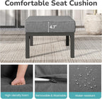 Wisteria Lane Metal Patio Furniture Footstools Set of 2, Oversized Outdoor Ottomans with Upgraded Cushions, All-Weather Outdoor Footrest Seat for Balcony, Garden, Deck, Backyard, Gray