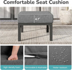 Wisteria Lane Outdoor Footstools Patio Ottoman Set of 2, Aluminum All-Weather Outdoor Footrest Seat with Removable Cushions, Patio Furniture Ottomans for Garden, Backyard, Poolside-Gray