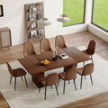 78.74" Dining Table Set for 8 with Storage Cabinet, Large Rectangular Dining Table Set with 8 Upholstered Chairs, 9 Piece Walnut Dining Room Table and Chairs Set for Big Family