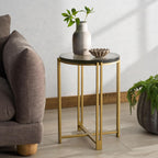 SAFAVIEH Couture Collection - Levitt Cast Glass Top Accent Table, Sculptural Modern Side Table, Brass Finish Base, Fully Assembled (SFV7916A)