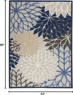 Nourison Home Aloha 5'3" x 7'5" Fabric Indoor/Outdoor Rug in Blue/Multi-Color