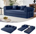 79" Convertible Sofa Bed, Couches for Living Room | Navy Blue | Corduroy Futon Sofa Bed with Pocket Springs, Modular Sleeper Couch in a Box, No Assembly