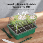 Seed Starter Tray, 10PCS Seed Starter Kit, Seedling Starter Trays with Heightened Lids for Seed Staring, Indoor Gardening Plant Germination Trays (12 Cells per Tray) Green