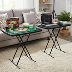 Lavish Home Portable Folding Tables Set of 2-2.5 Foot Indoor/Outdoor Portable Lightweight Small Tables with Adjustable Height - TV Trays Set of 2 for Laptop, Cards, Camping, Crafting, Party (Black)
