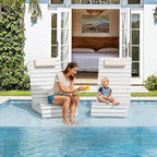HDPS Pool Lounge Chairs Set of 2, Use in Pools Lounge Chairs up to 10-Inches of Water, Chaise Chairs with Headrest, Lounge Chair Outdoor, Fade-Resistant Pool Lounger for Deck