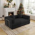 59 Inch Convertible Sofas Bed, 5-in-1 Futon Sofa Pull Out Sleeper Couch, Couches for Living Room, Corduroy Floor Compression Loveseat for Bedroom, Apartment, No Assembly, Black, 2 Seat