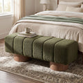 Merax 50" Green Boucle Upholstered Dining Bench Entryway Bench | No Assembly Required, End of Bed Ottoman, for Living Room Dining Room Bedroom, Floor-Friendly Feet Pads, Bear 300 LBS