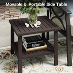 RoyalCraft Outdoor Patio Furniture Set, 3 Pieces Metal Patio Conversation Set with Side Table for Porch Garden Backyard, Beige