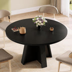 iPormis 47 Inches Round Dining Table for 4-6 People, Modern Wooden Kitchen Table for Dining Room, Farmhouse Circle Dinner Tables Furniture for Kitchen Living Room, Black