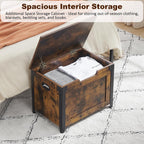 IDEALHOUSE Storage Bench, 23.6" Retro Wooden Storage Chest with 2 Safety Hinges, Loads 300 lb, Easy Assembly, Storage Ottoman Bench for Bedroom Entryway Living Room, Rustic Brown
