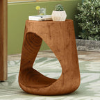 Merax Hollow MGO Accent Side Table, Unique Modern End Table with Wide Pedestal & Tabletop, Small Drink Tables for Living Room, Bedroom Night Stand Bedside Table, No Assembly Required, Brown