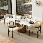 POVISON 63" Modern Dining Table for 4-6, Hobart Rectangle Dining Table, Matte White Sintered Stone Dining Tabletop with Bronze Carbon Steel Pedestal Table (Table Only)