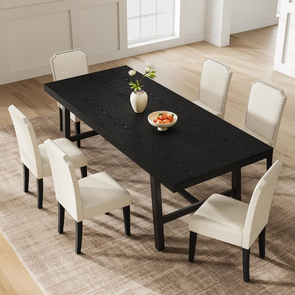 Garvee Industrial Dining Table for 6-8, 78.74" Extra Long Rectangular Kitchen Table with 2"×2" Metal Legs & Wood Top, Large Dining Table for Dining Room, Home Office, Black