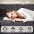 Modular Sectional Sofa with Deep Seat, Cloud Couch with 2 Movable Ottoman, No Assembly Required, Modern Plush Corduroy Cloud Couches for Living Room & Apartment, Grey
