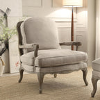 Lexicon French Country Wood Accent Chair, Carved Frame, Neutral | Living Room Chair with Carved Show Wood Frame, Cabriole Legs, Padded Arms, Reversible Cushion, Arrives Assembled