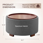 29.1 Inch Round Ottoman Coffee Table, Ottoman with Storage, Boucle Grey | Storage Ottoman with Removable Lid Top, Solid Wood Legs, Round Ottoman for Living Room, Bedroom, Apartments