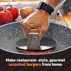 The Sasquash - 6" Heavy Duty Extra Wide Flat Handle Smashed Burger Press - Commercial Grade Welded Stainless Steel Burger Smasher (6 Inch 'Indestructo' Press)