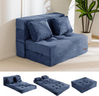 MAXYOYO Convertible Sofa Bed, Fold Out Sofa Couch with Pillow for Adults | Loveseat Sofa 4 in 1 Tufted Folding Couch Bed Foam Floor Couch, Lazy Chair for Living Room Bedroom Guest Room, Dusty Blue