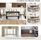 Harper & Bright Designs 6-Piece Kitchen Dining Table Chairs Set, 60" Rectangular Table and 4 High-Back Tufted Chairs & 1 Bench for Dining Room and Kitchen (Black)