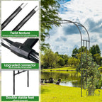 Half Garden Arch Trellis, Trellis Arch for Climbing Plants Outdoor, 7.9FT MetalGarden Arbor, Garden Trellises for Patio Lawn Backyard, Large Garden Archway Decoration Black 47.2" x 94.5in