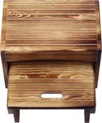 URFORESTIC Handcrafted Solid Wood Bed Step Stool-Foot Stool Kitchen Stools Bed Steps Small Step Ladder Bathroom Stools (Burned)