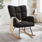 Teddy Fabric Glider Chair, 300 lbs Capacity Upholstered Rocking Chair with Metal Frame, Ergonomic High Back Accent Chair for Living Room and Bedroom, Soft Tufted Lounge Chair (Dark Gray)