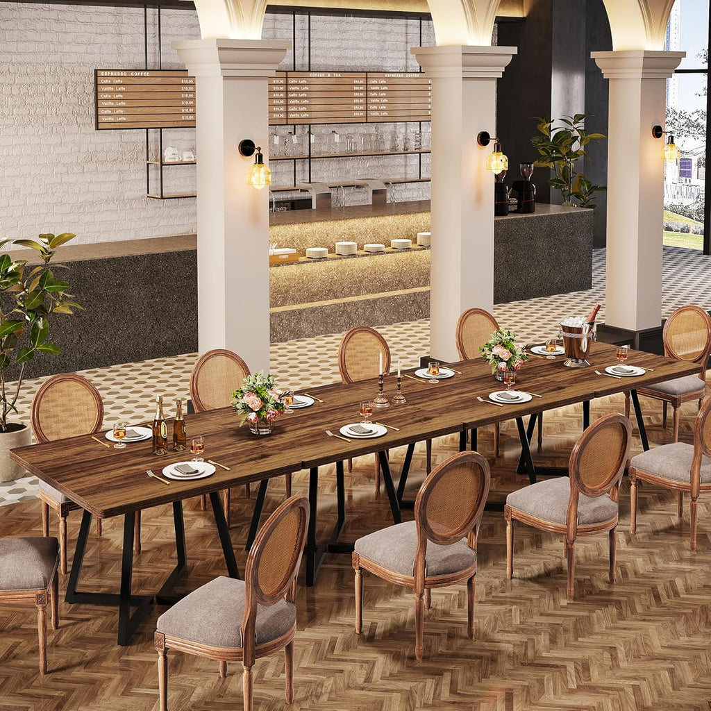 Tribesigns Square Commercial Dining Table Set of 6, 31.5" Heavy Duty Dinner Table with Metal Base, Wooden Kitchen Table for Restaurant, Cafe, Bakery, School, Apartment (Chairs are not Included)