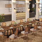 Tribesigns Square Commercial Dining Table Set of 6, 31.5" Heavy Duty Dinner Table with Metal Base, Wooden Kitchen Table for Restaurant, Cafe, Bakery, School, Apartment (Chairs are not Included)