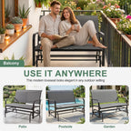Shintenchi 2-Person Outdoor Glider Bench with Breathable Fabric, Steel Frame Patio Swing Chair, Ergonomic Design Metal Rocking Bench Loveseat for Patio, Backyard, Poolside, Gray