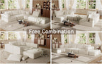 150" Oversized Couch for Living Room,Modular Sectional Sofa | Extra Deep 6 Seater Sofa Set, Comfy Modern Large Modular Cloud Sectional Couch,No Assembly Required, Beige