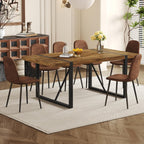 7 Piece Dining Table Set，Dinner Table Set for 6，71'' Dark Wood Kitchen Table and Suede Nap Fabic Chairs Set of 6，6 Chair Dining Table Set for Kitchen Dining Room