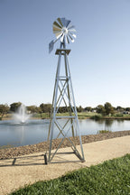 Outdoor Water Solutions Decorative Backyard Windmill | Durable Weather Resistant Four-Legged Tower | Perfect for Lawn and Garden Decor… (Galvanized, 11ft. 6in.)