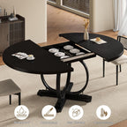 Einhomn 59" Extendable Round Dining Table for 4-6, Modern Oval Kitchen Table with Heavy Duty Curved Legs & Pedestal Base, Space Saving Circle Dinner Room Table for Dining Kitchen Living Room, Black