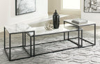 GTU Furniture Contemporary Engineered Wood Rectangular 3-Piece Coffee Table Set, Cocktail Table with 2 Matching End Tables, Gray/Black Finish for Living Room