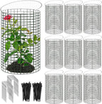30 Pcs 24'' x 12'' Large Wire Plant Protector from Animals With Metal Cover, 10 Pack Metal Plant Cage Chicken Wire Cloche with 10Pcs Metal Covers to Keep Animals Out, Garden Protection Bunny Barricade
