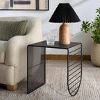 SAFAVIEH Couture Collection - Viktoria Black Metal Accent Table, Sculptural Modern Side Table, Geometric Cutout Design, Fully Assembled (SFV6808A)