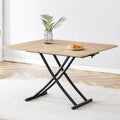 Space Saving Folding Dining Table, Adjustable Height Foldable Coffee Table with Wooden Tabletop and Metal Legs, Small Transformer Kitchen Table for Apartment, Living Room, Dining Room