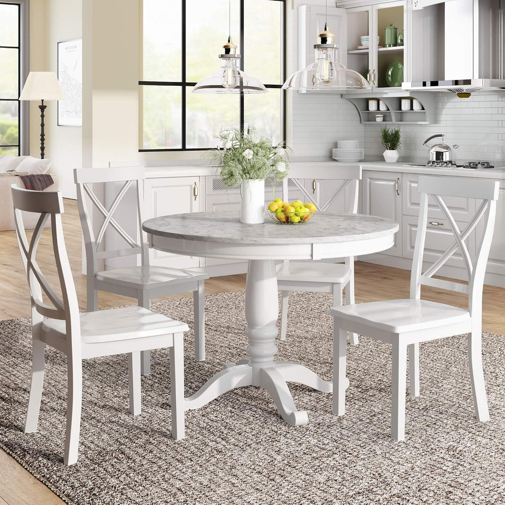 Harper & Bright Designs 5 Pieces Dining Table and Chairs Set for 4 Persons, Kitchen Room Solid Wood Table with 4 Chairs