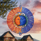 Personalized Sun & Lunar Wind Spinner 3D Stainless Steel, Sun Garden Spinner Hanging Outdoor Decor, Wind Spinners Outdoor, Custom Gift for Grandmother, Mom, Wife