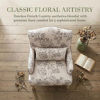 Shunzhi Floral Accent Chairs Farmhouse Upholstered Armchair Linen Reading Chair Mid Century Modern Single Sofa Chair with Pillow for Bedroom/Living Room/Fireplace, Beige, 1PC