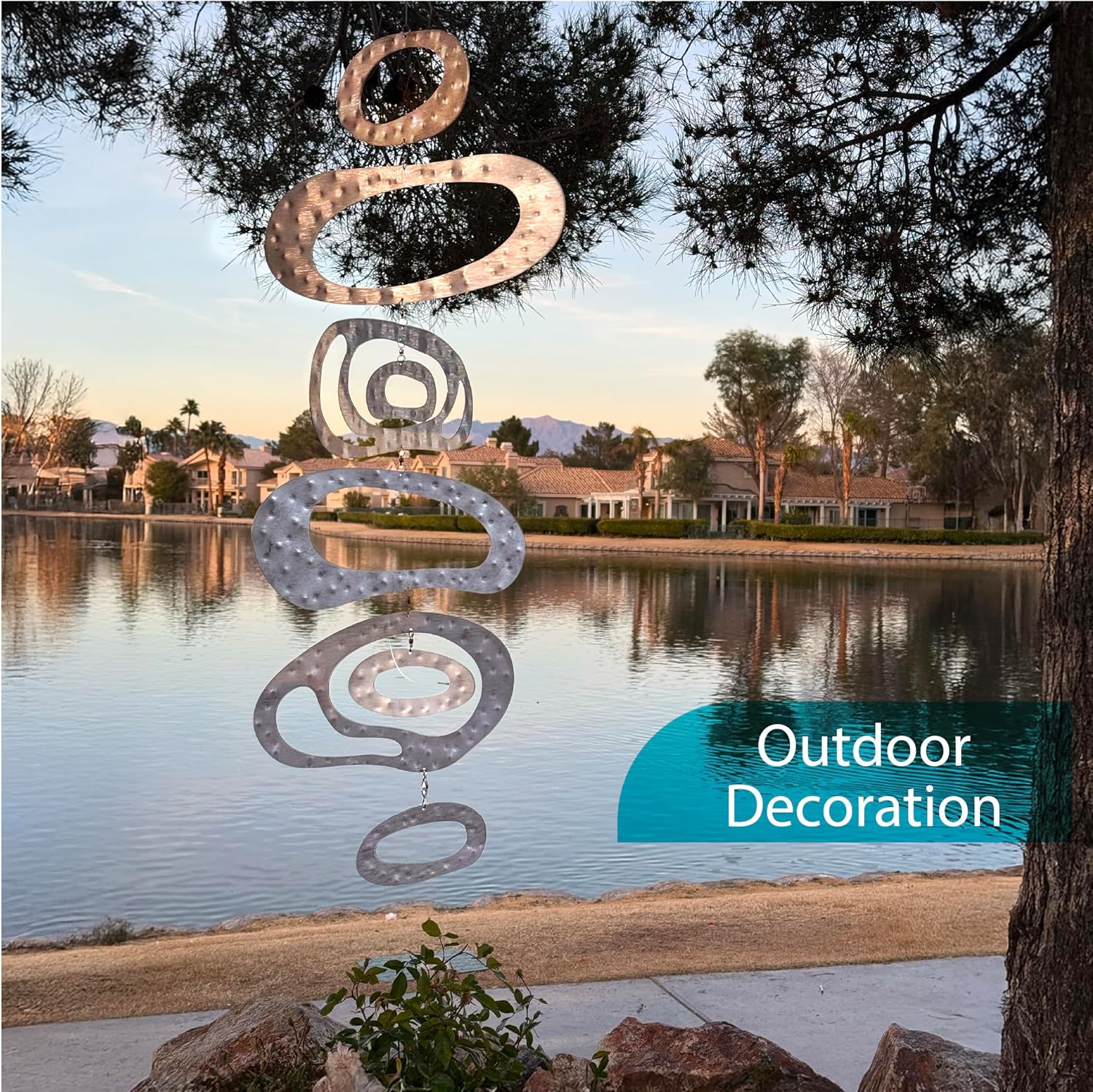 Trenton Gifts Hanging Wind Spinner - Wind Spinners Outdoor Hanging Kinetic Garden Decor - Whirligigs for Yard & Garden - Large Art Deco Design for Outside - Decorative Outdoor Mobiles