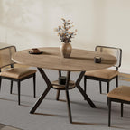 42"-58" Extendable Round Dining Table for 4-6, Kitchen Oval Table with Built-in Flip Leaf & Storage Shelf, Space Saving Modern Design with Sturdy Metal Legs for Kitchen, Living Room & Small Apartments