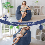 MAXYOYO Bean Bag Chair for Adults, Foam-Filled Floor Sofa for Reading | Bean Bag Chair for Adult with Filler, Cozy Living Room Chair for Bedroom Dorm, Dusty Blue