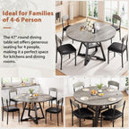 Round Dining Table Set for 4, Kitchen Table and Chairs for 4, Circle Table Round Pedestal Dining Room Dinner Dinette Table Set,5 Piece Space Saving Wood Kitchen & Dining Room Tables (Grey, 42In)
