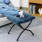 15"(H) Folding Ottoman, Foldable Footrest Stool, Portable Small Foot Stool for Couch, Collapsible Foot Rest Ottoman for Sofa, Accent Padded Ottomans for Living Room, Bedroom, Navy Blue