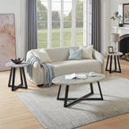 Roundhill Furniture Modern Harmony 3-Piece Wood Oval Coffee Table Set, Gray