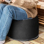 Outdoor Ottomans for Patio Pouf Waterproof Fade-Resistant Ottoman Foot Rest for Outdoor - Ottoman Chair Filled with High-Density All-in-One Foam, 20" D x 14" H Inches (Black, Round)