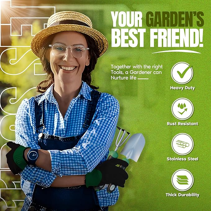KHETI ?—¡?—²?˜„?—²???˜� 11-Piece Heavy Duty Stainless Steel Garden Tool Set ??Includes Spade, Shovel & More, Perfect for Digging & Plant Care, Ideal Gift for Women & Mothers