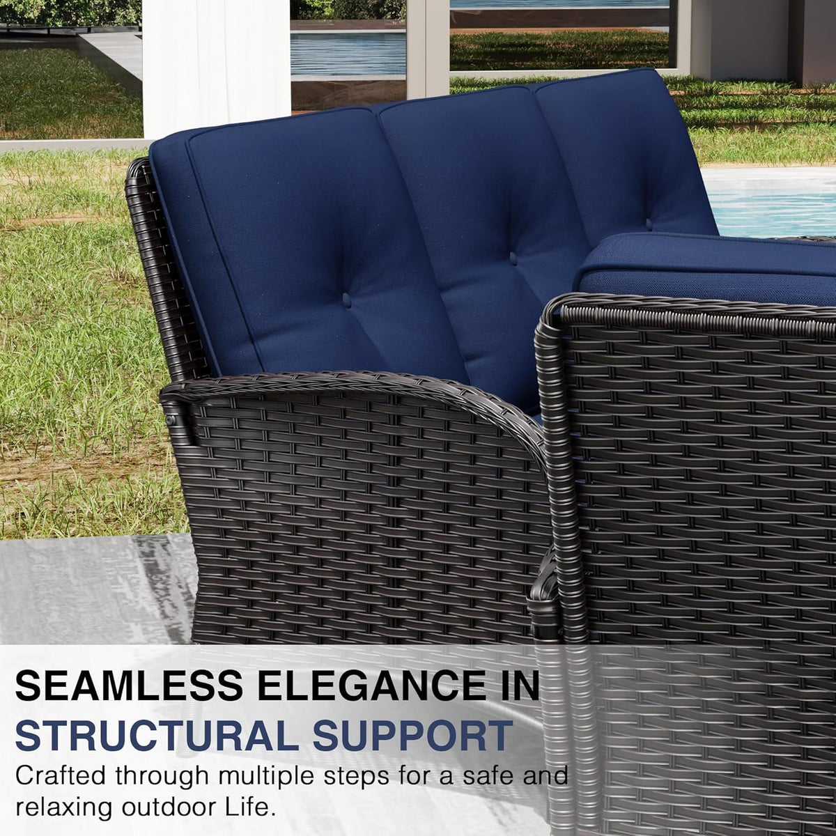 Joyside Wicker Patio Furniture Set, 6 Piece Outdoor Furniture Set with Thickened Cushions, High Back, Deep Seating, Wide Armrest, Outdoor Swivel Rocker Chairs for Porch, Deck