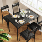 Kitchen Table and Chairs for 4, Rectangular Dining Set with Upholstered Chairs, Perfect for Small Spaces, Rustic Black